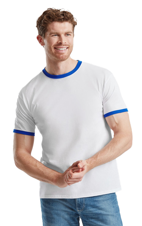 Ανδρικό T-Shirt Ringer 61-168-0 Fruit of the Loom White/Royal