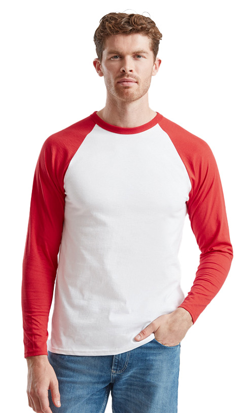 Μακρυμάνικο Baseball T-Shirt 61-028-0 Fruit of the Loom White/Red
