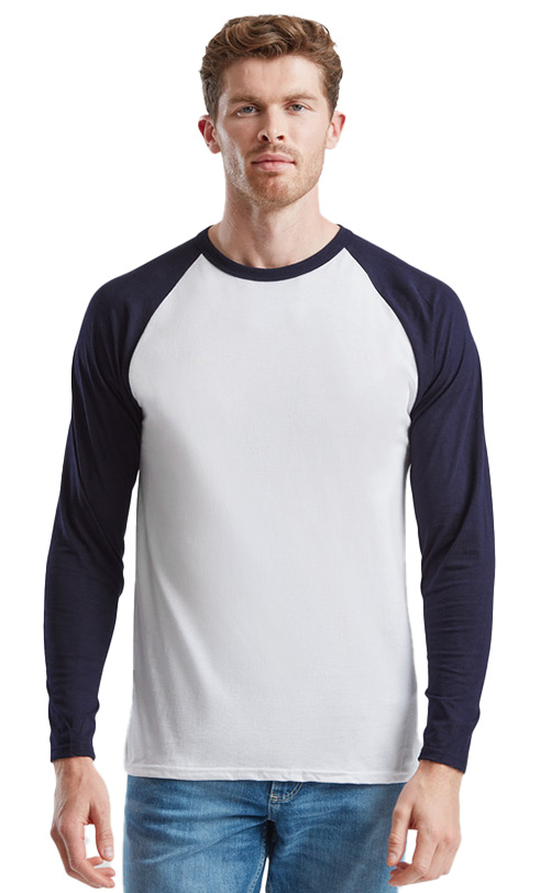 Μακρυμάνικο Baseball T-Shirt 61-028-0 Fruit of the Loom White/Deep Navy