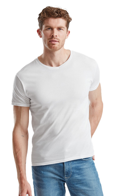 Ανδρικό T-Shirt V-Neck 61-442-0 Fruit of the Loom Iconic 150 Slim Fit White