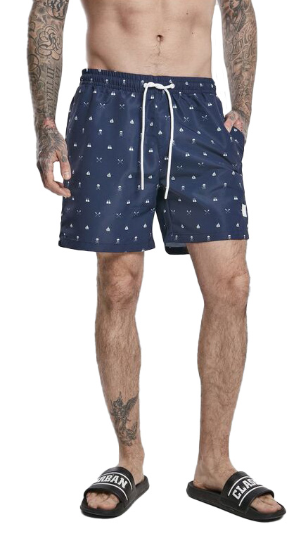 Μαγιό TB2679 Urban Classics PatternSwim Black/White Skull And Yacht Aop