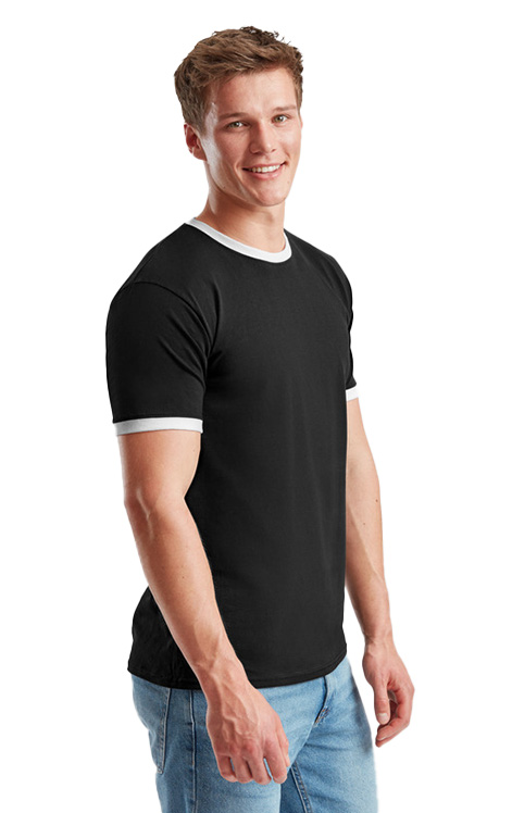 Ανδρικό T-Shirt Ringer 61-168-0 Fruit of the Loom Black/White