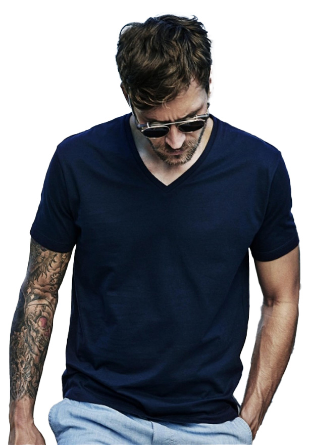 Ανδρικό T-Shirt V-Neck 8006 Tee Jays Sof Tee Thin Line Navy