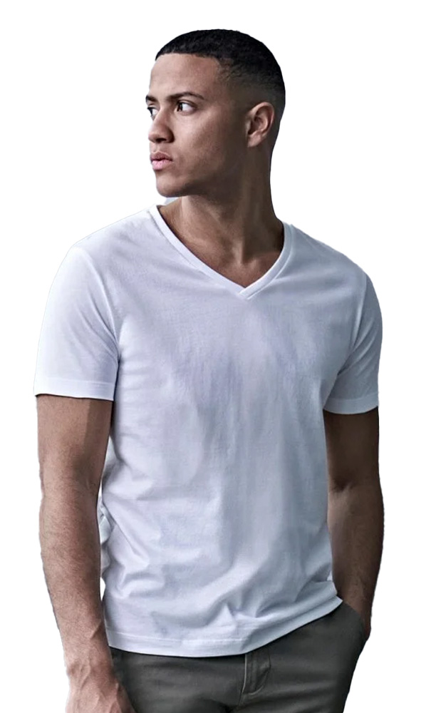 Ανδρικό T-Shirt V-Neck 8006 Tee Jays Sof Tee Thin Line White