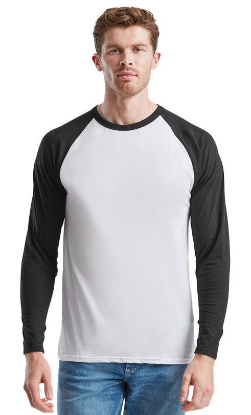 Μακρυμάνικο Baseball T-Shirt 61-028-0 Fruit of the Loom White/Black