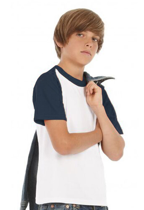 Παιδικό Μπλουζάκι Baseball TK350 B & C Baseball Kids White/Navy