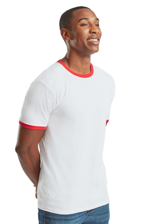 Ανδρικό T-Shirt Ringer 61-168-0 Fruit of the Loom White/Red