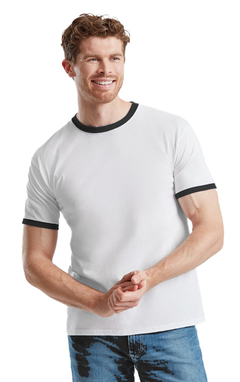 Ανδρικό T-Shirt Ringer 61-168-0 Fruit of the Loom White/Black
