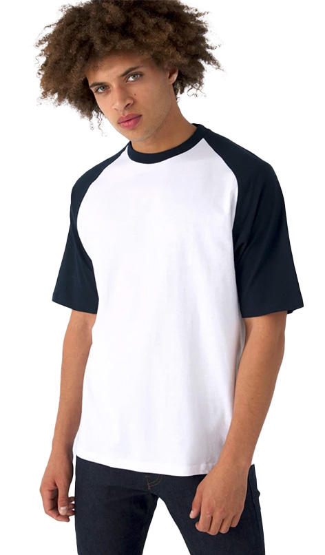 Τ-Shirt Baseball TU020 B & C White/Navy