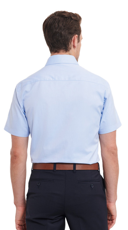 Κοντομάνικο Πουκάμισο R-963M-0 Russell Herringbone Shirt Light Blue ανδρικά Πουκάμισα Simple Wear