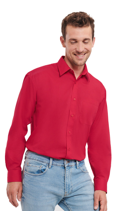 Ανδρικό Μακρυμάνικο Πουκάμισο R-934M-0 Russell Poplin Easy Care Classic Red