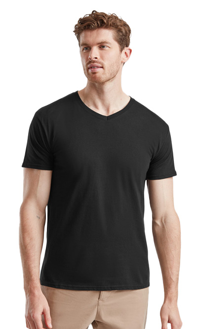 Ανδρικό T-Shirt V-Neck 61-442-0 Fruit of the Loom Iconic 150 Slim Fit Black
