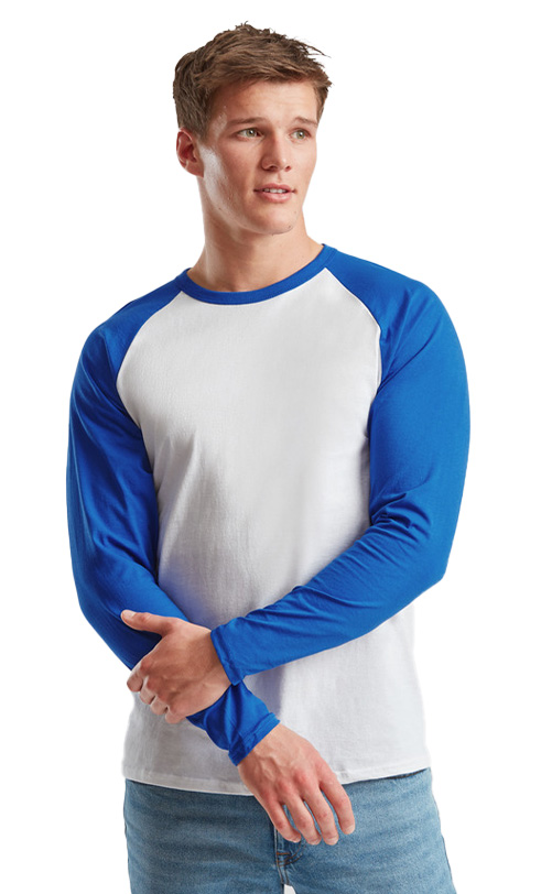 Μακρυμάνικο Baseball T-Shirt 61-028-0 Fruit of the Loom White/Royal