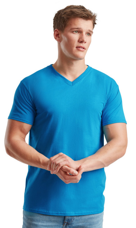 T-Shirt V-Neck 61-066-0 Fruit of the Loom Valueweight Azure Blue