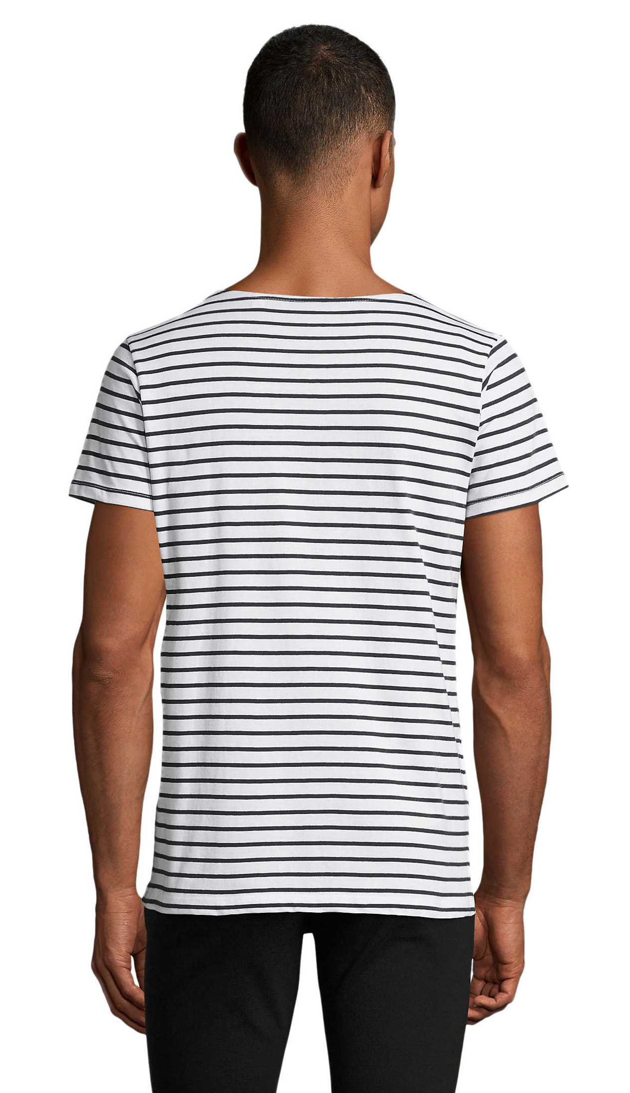 Ανδρικό Ριγέ T-Shirt 01398 Sol&Apos S Miles White Navy ανδρικά Basic T-Shirts Simple Wear Μπλουζάκια κοντομάνικα