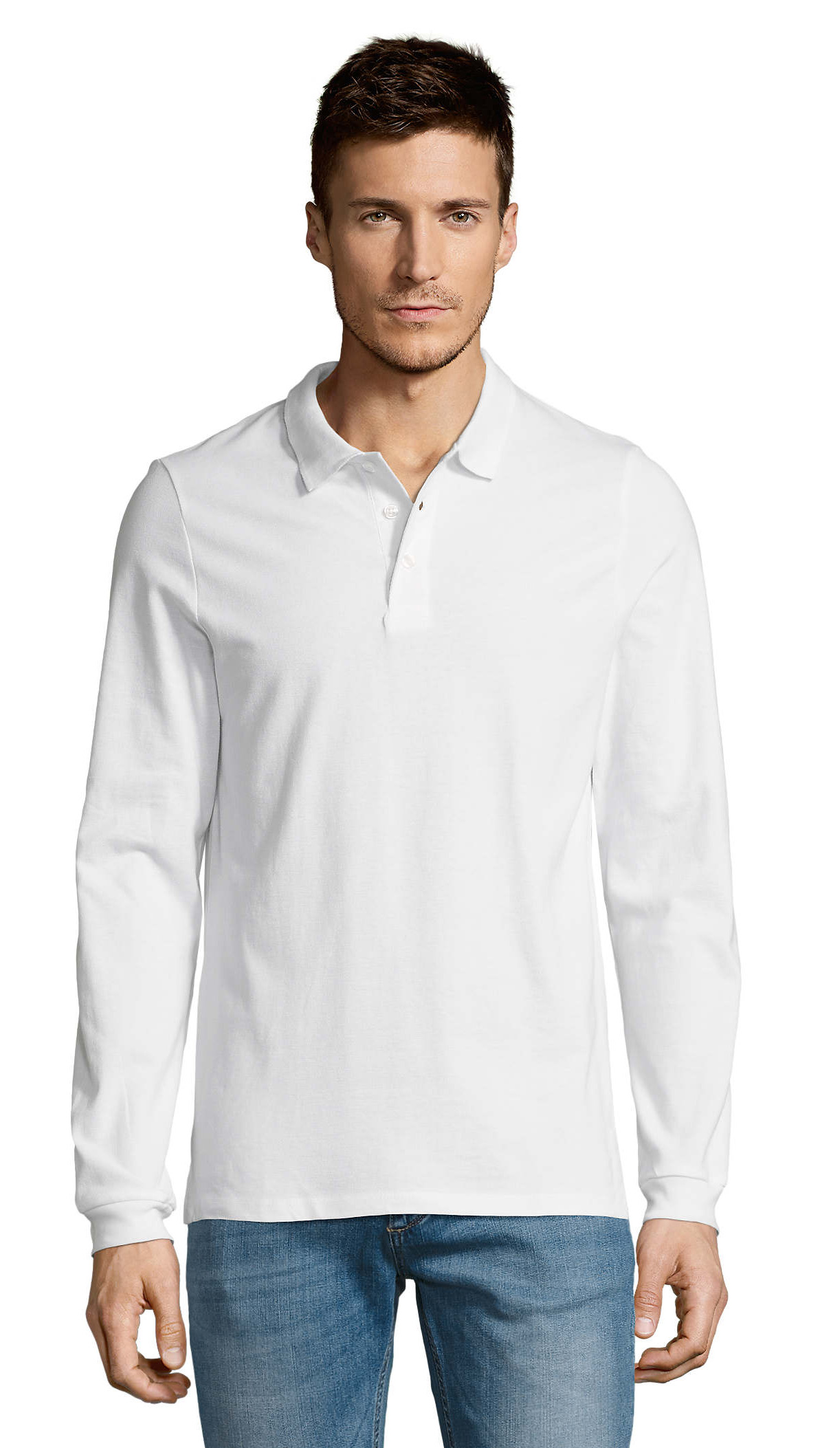 Ανδρική Μπλούζα Polo 11353 SOL'S Winter II Μακρυμάνικη Πικέ White