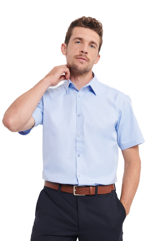 Κοντομάνικο Πουκάμισο R-963M-0 Russell Herringbone Shirt Light Blue