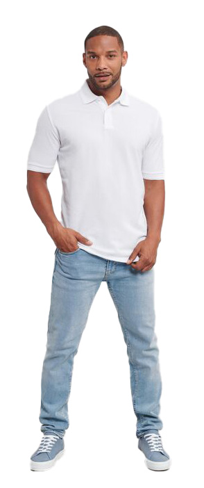 Ανδρικό Polo R-599M-0 Russell Hardwearing White ανδρικά Μπλούζες Simple Wear