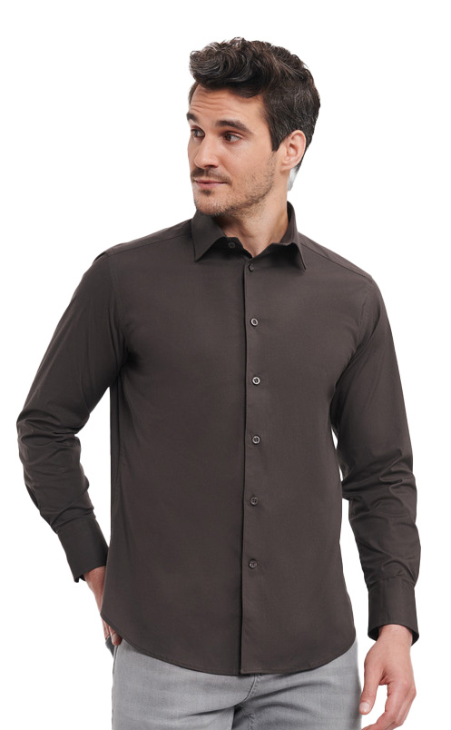 Μακρυμάνικο Πουκάμισο R-946M-0 Russell Slim Fit Easy Care Chocolate