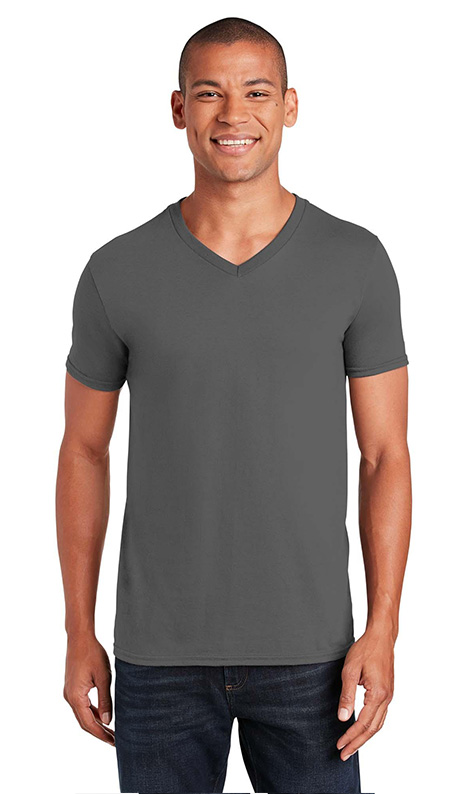Ανδρικό T-Shirt Softstyle 64V00 Gildan V-Neck Charcoal