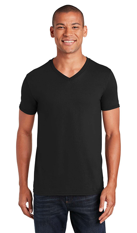 Ανδρικό T-Shirt Softstyle 64V00 Gildan V-Neck Black