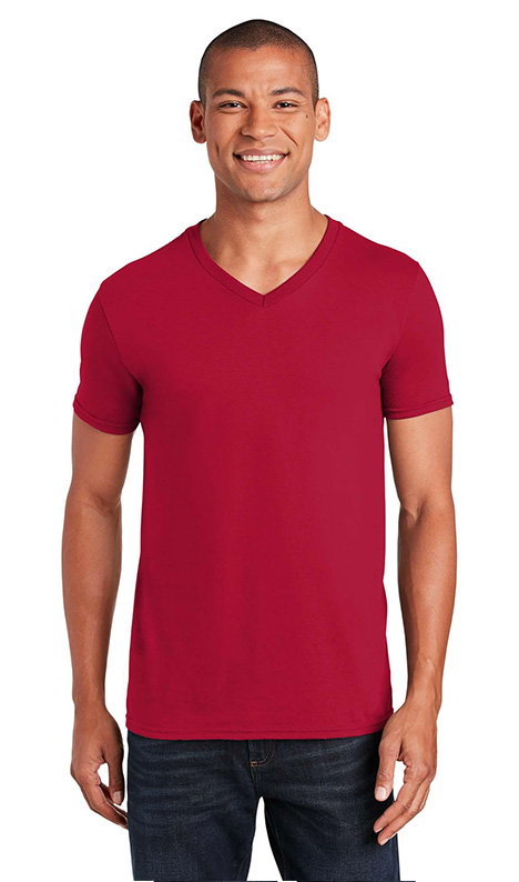 Ανδρικό T-Shirt Softstyle 64V00 Gildan V-Neck Red