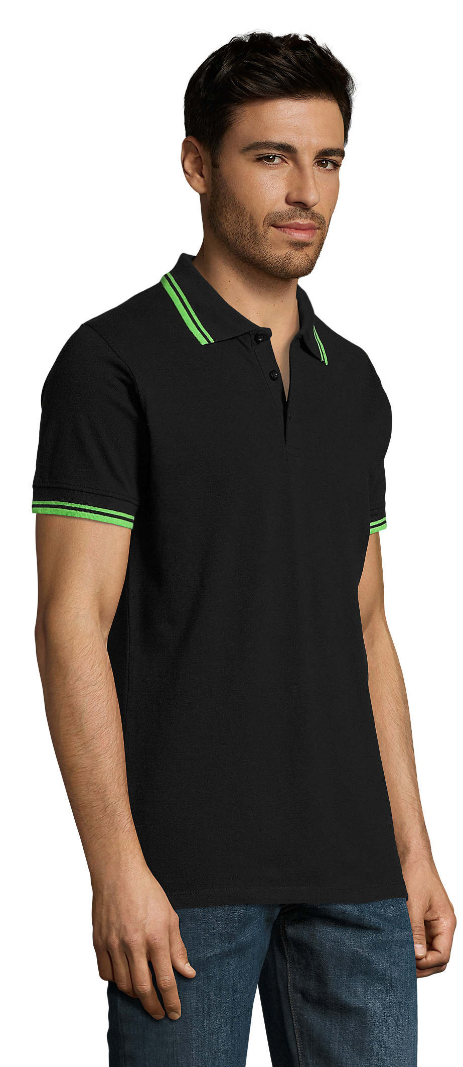 Ανδρικό Polo Cotton Πικέ 00577 Sol&Apos S Pasadena Black Lime ανδρικά Μπλούζες Simple Wear