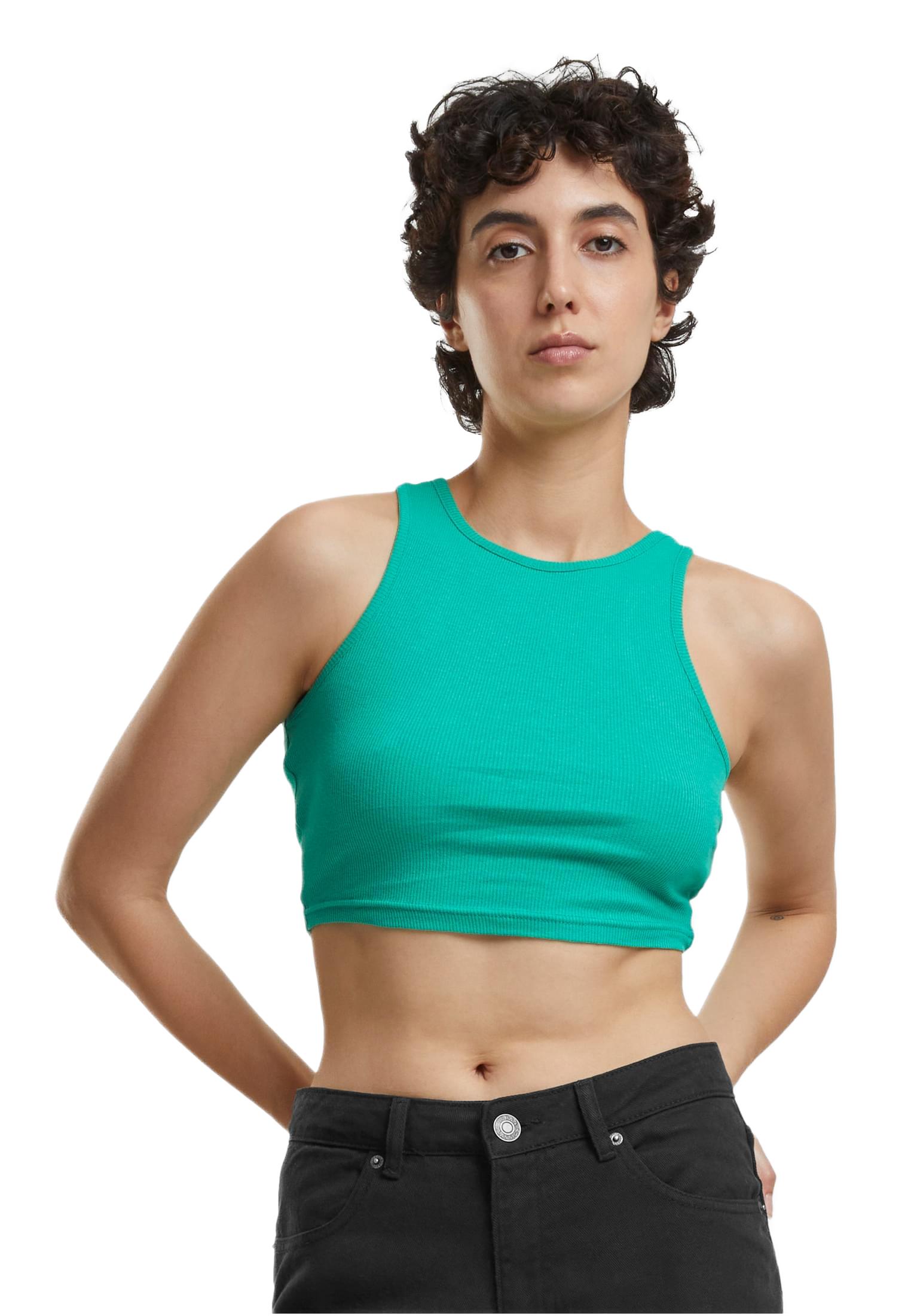 Ladies Cropped Rib Top Urban Classics TB1498-12896 Ferngreen