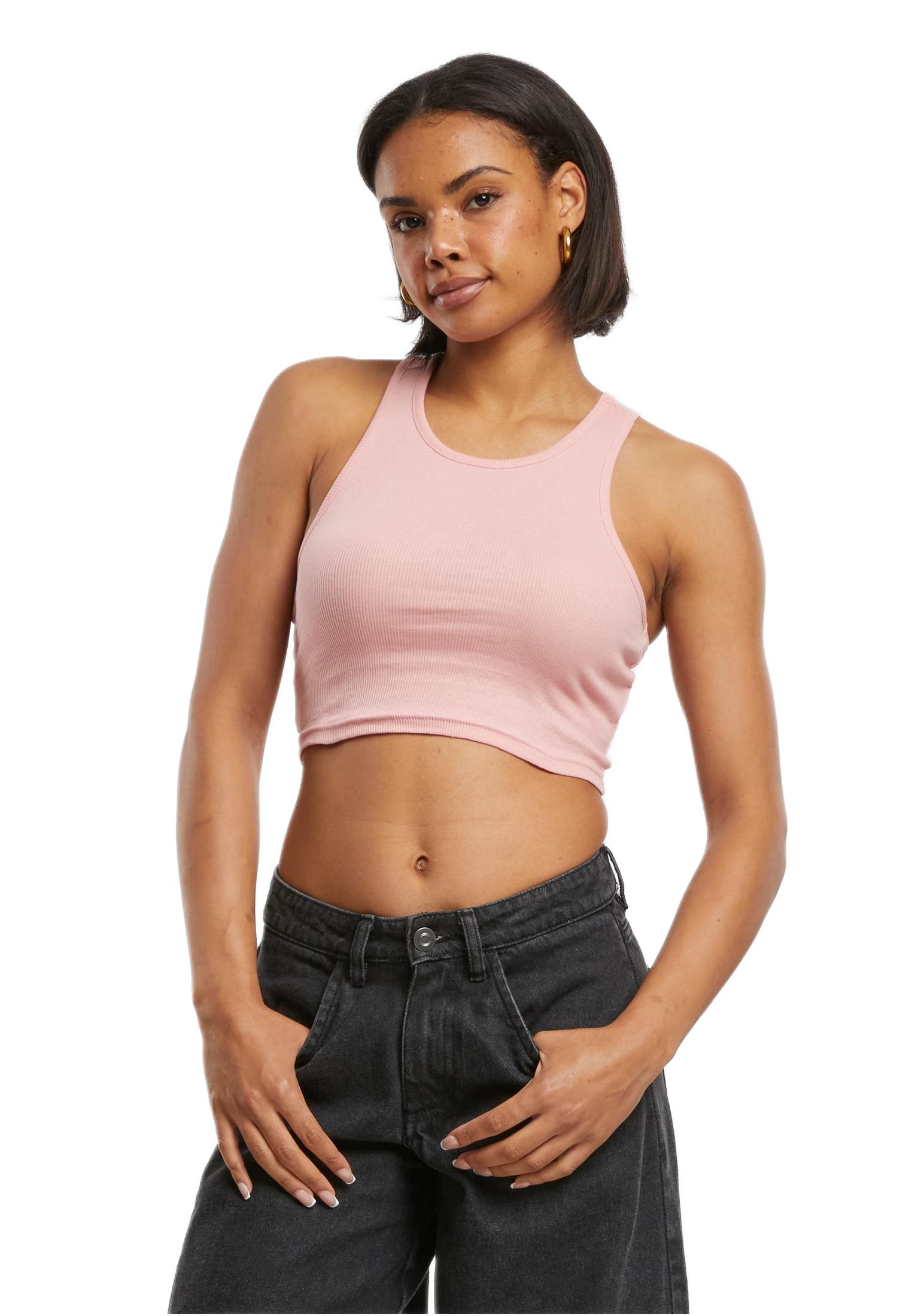 Ladies Cropped Rib Top Urban Classics TB1498-12897 Lemonadepink
