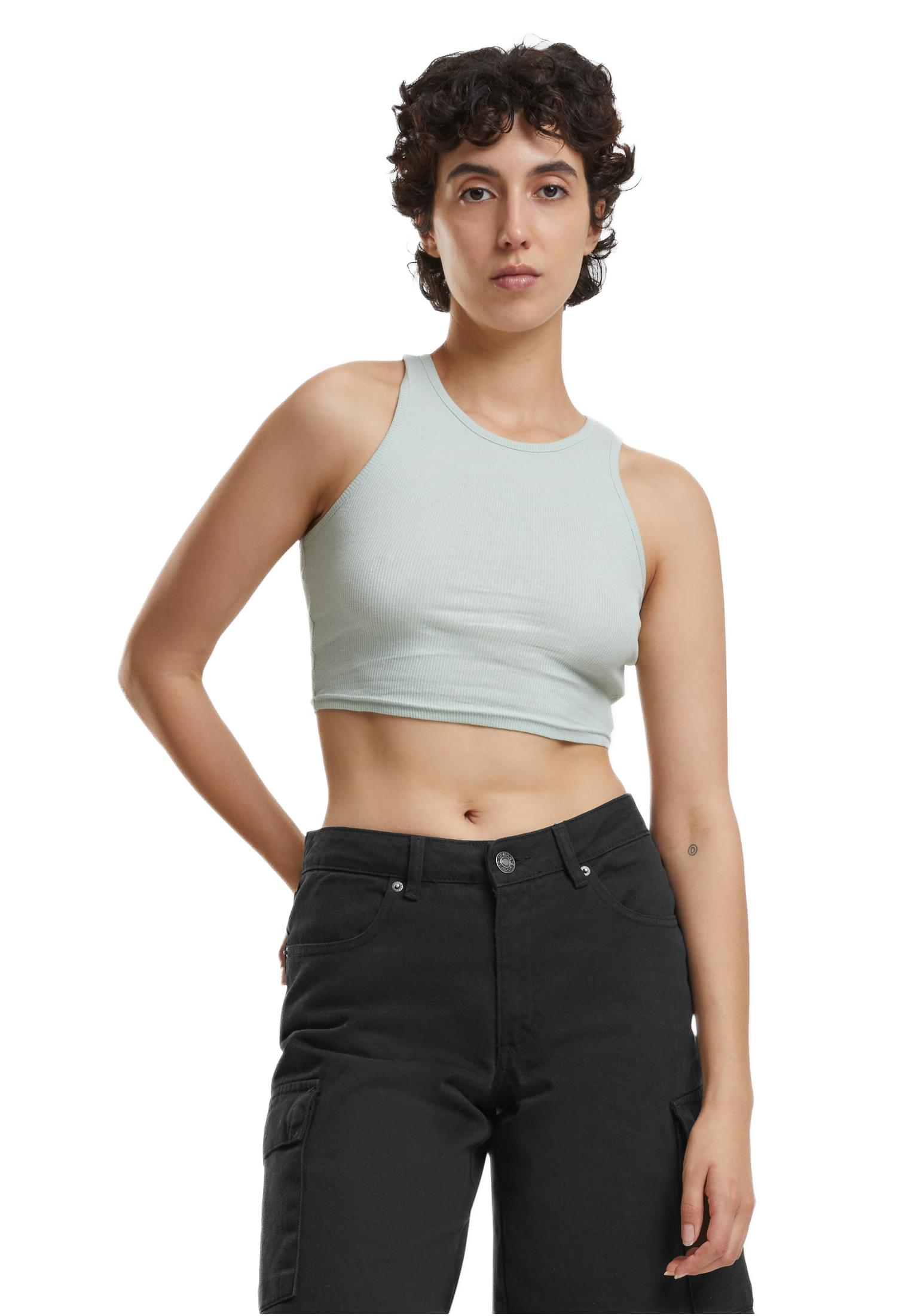 Ladies Cropped Rib Top Urban Classics TB1498-14067 Frostmint