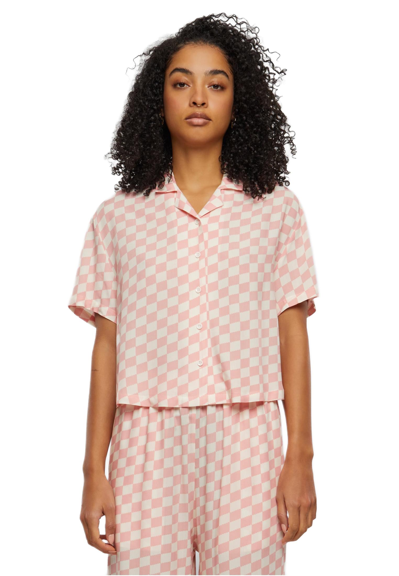 Γυναικείο Πουκάμισο Viscose Resort TB4365 Urban Classics lemonadepinkcheck