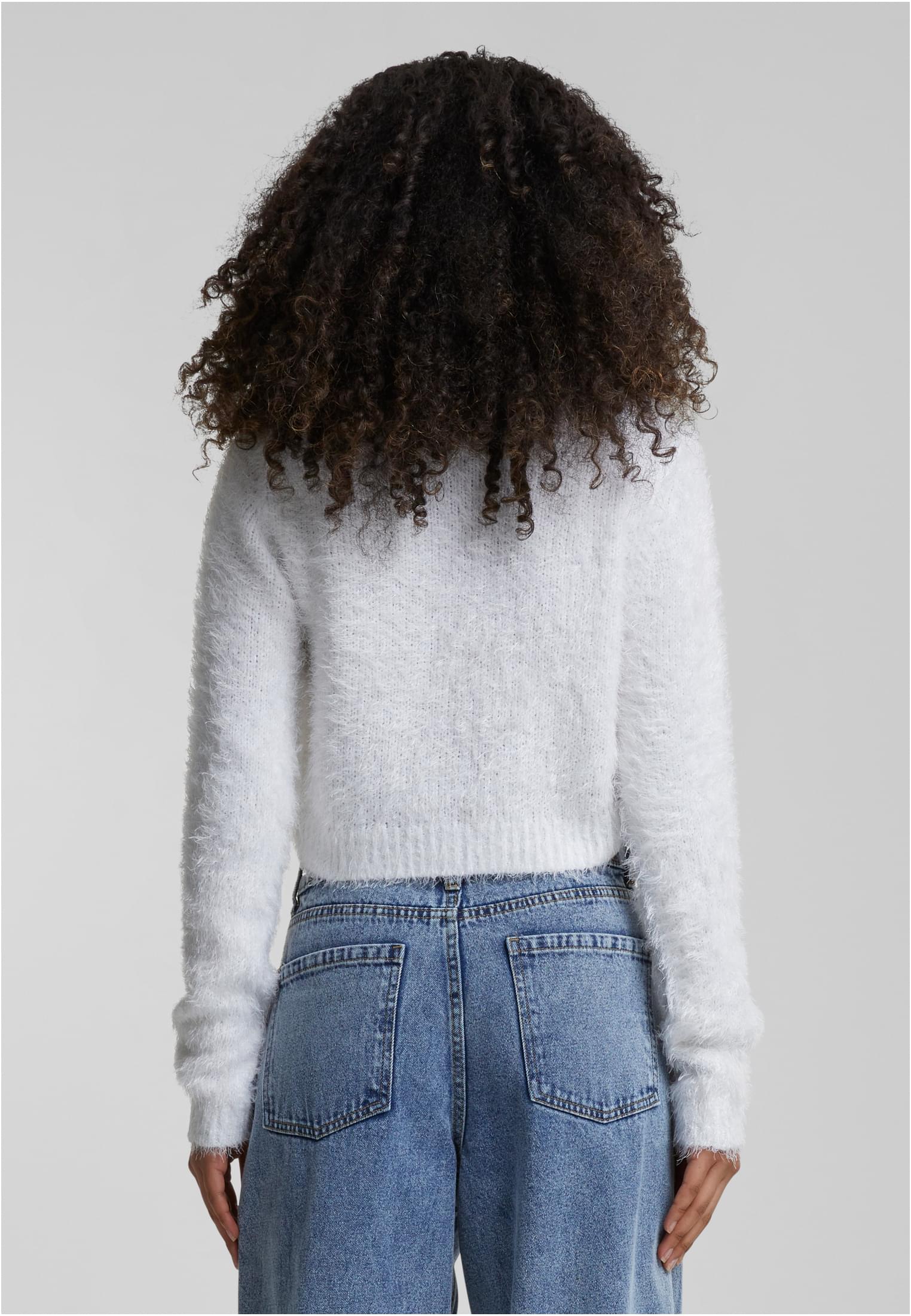Ladies Cropped Feather Cardigan Urban Classics TB5440-00220 White