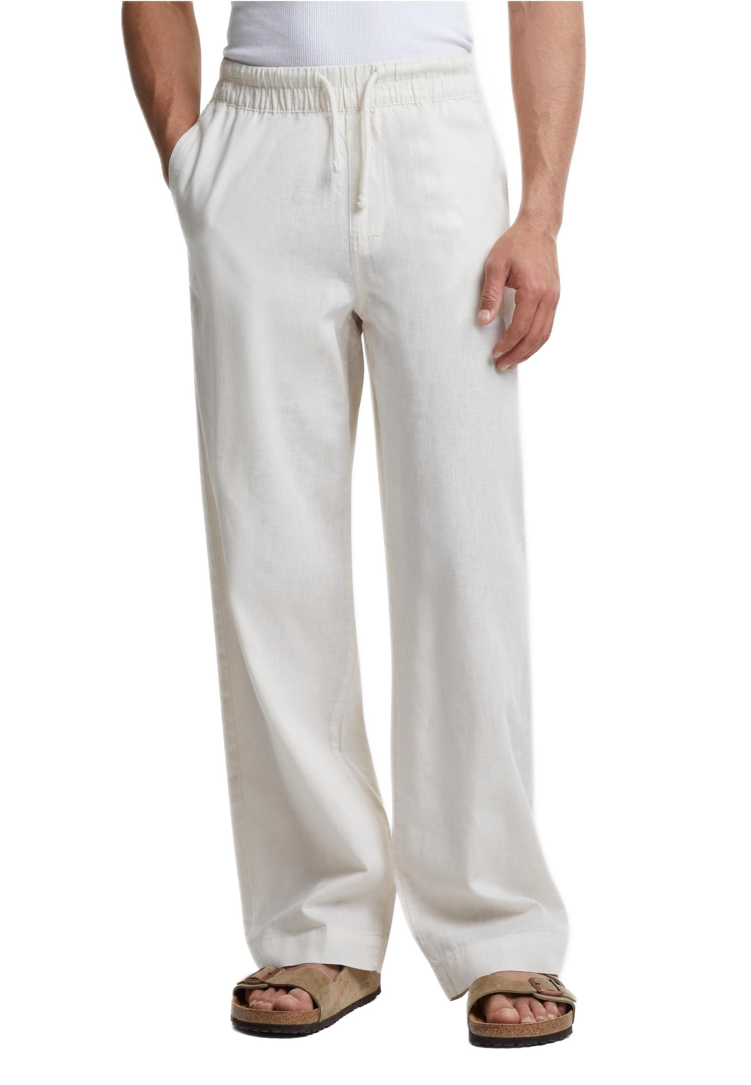 Loose Cotton Linen Pants Urban Classics TB6620-02903 Whitesand