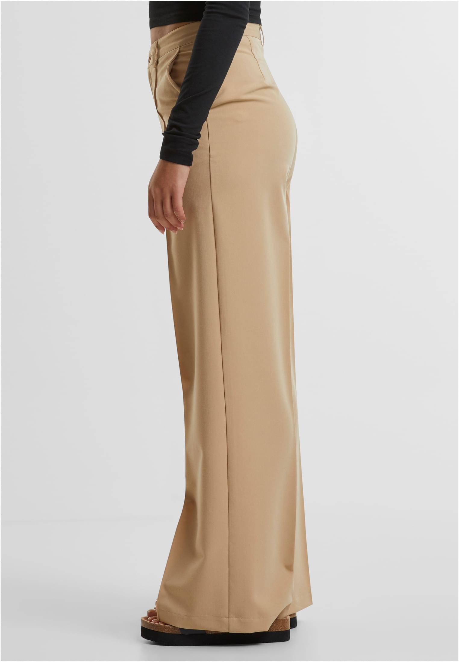 Ladies Wide Pleated Pants Urban Classics TB6843-03738 Unionbeige