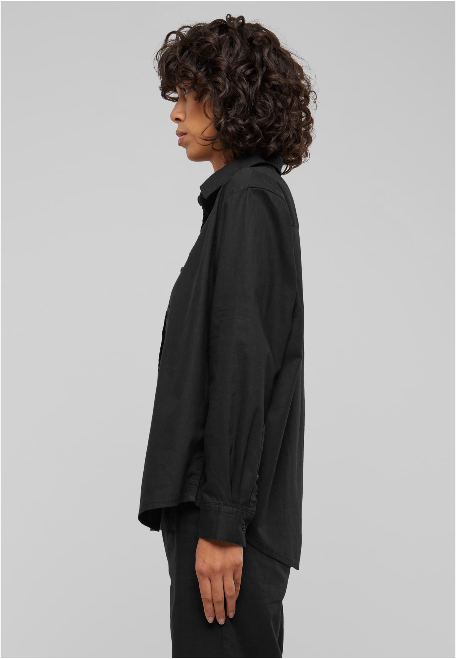 Ladies Linen Mixed Oversized Shirt Urban Classics TB6847-00007 Black