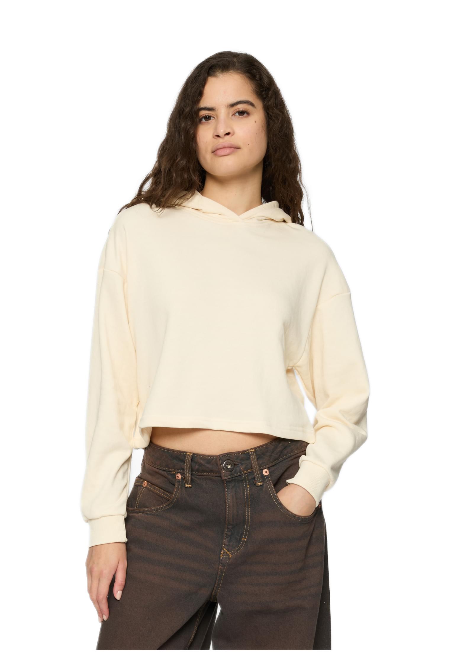 Ladies Oversized Cropped Light Terry Hoodie Urban Classics TB6854-02903 Whitesand