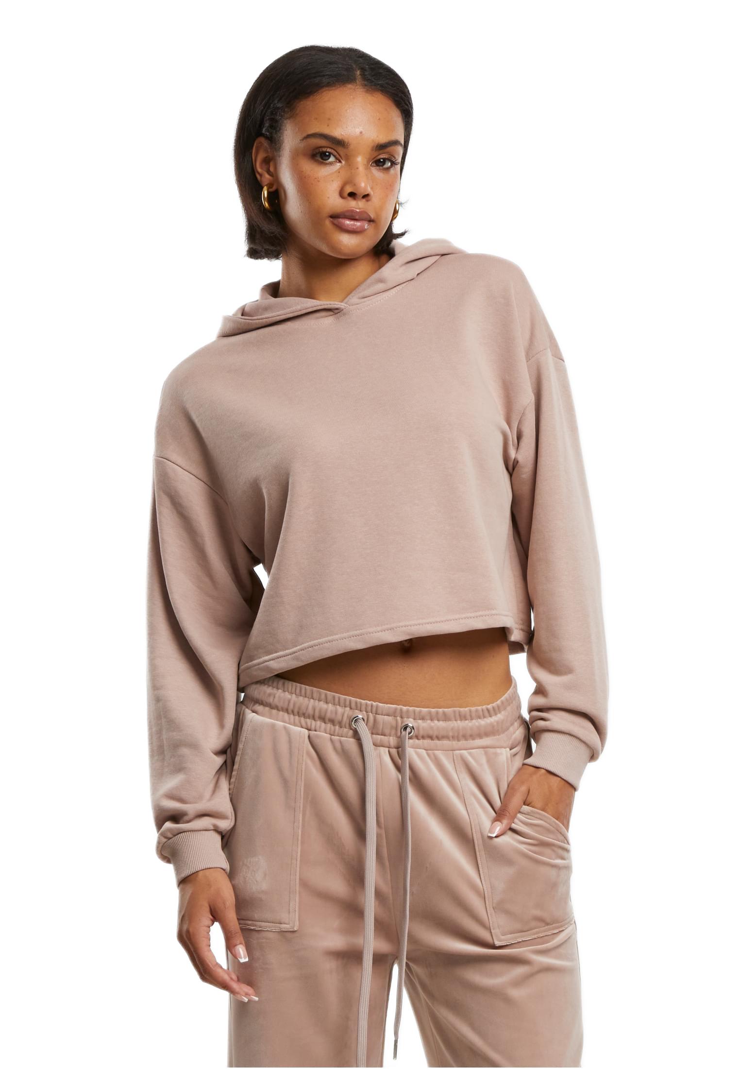 Ladies Oversized Cropped Light Terry Hoodie Urban Classics TB6854-02913 Duskrose