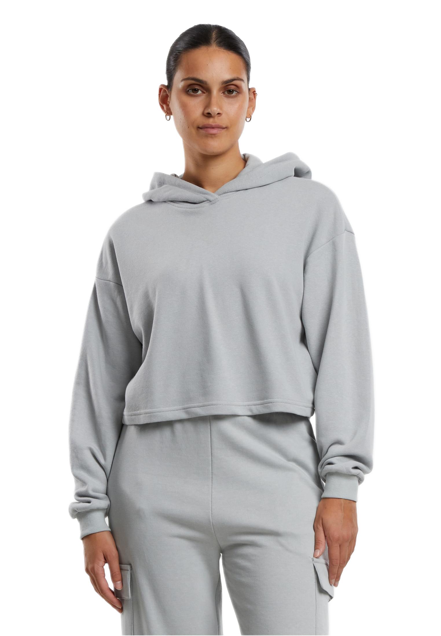 Ladies Oversized Cropped Light Terry Hoodie Urban Classics TB6854-02946 Lightasphalt