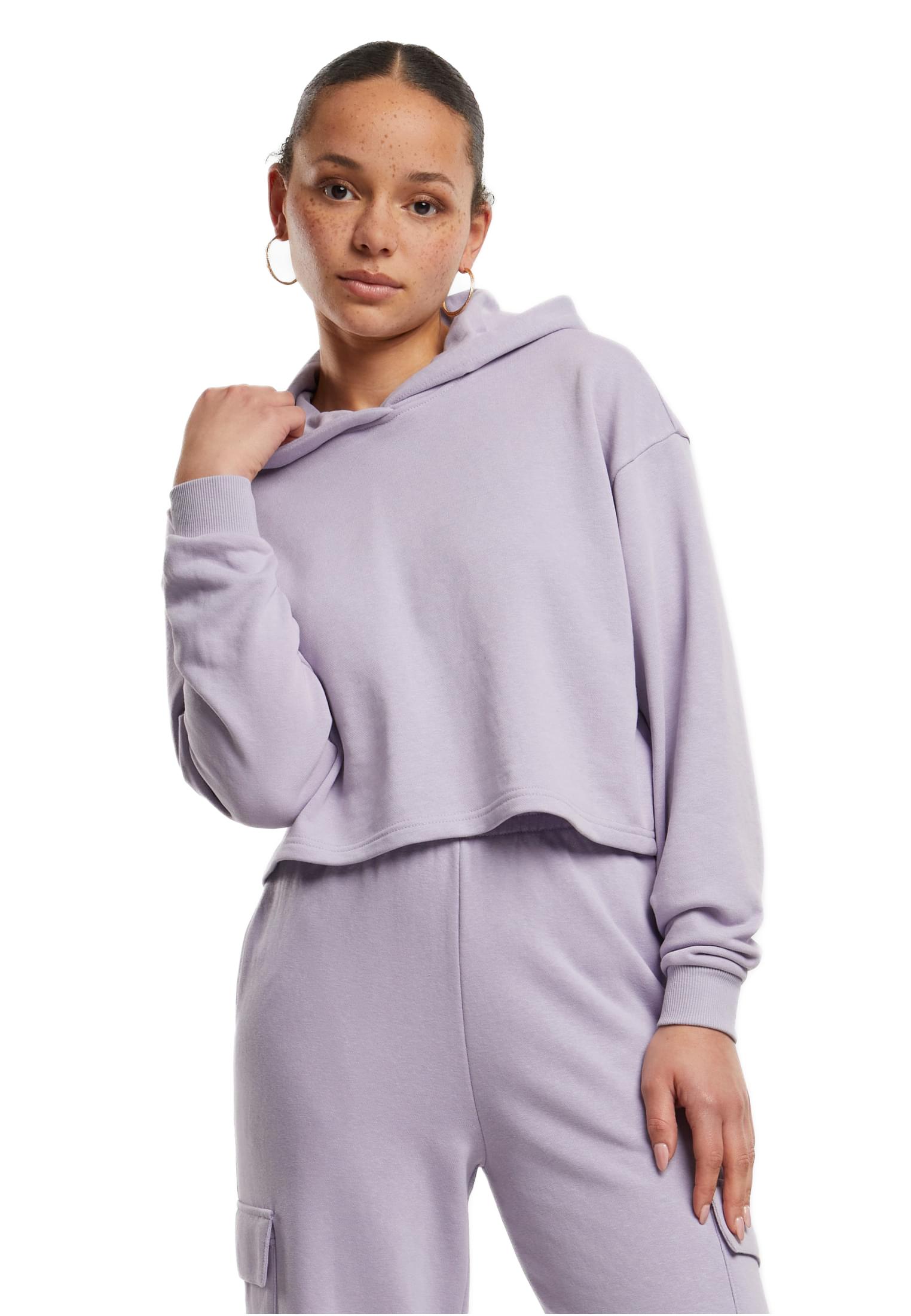 Ladies Oversized Cropped Light Terry Hoodie Urban Classics TB6854-14120 Dustylilac