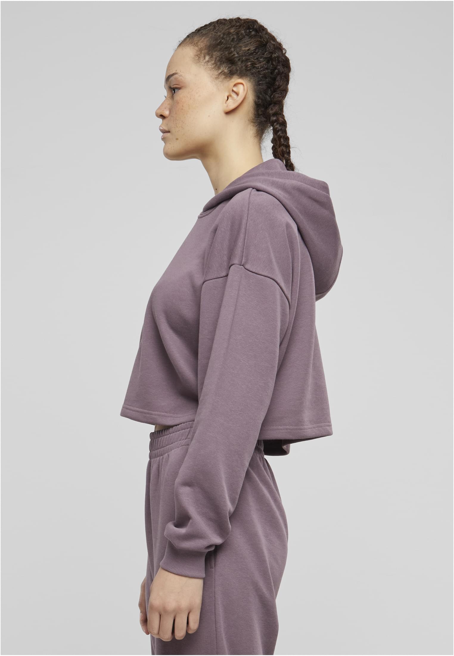 Ladies Oversized Cropped Light Terry Hoodie Urban Classics TB6854-17534 Fadedpurple