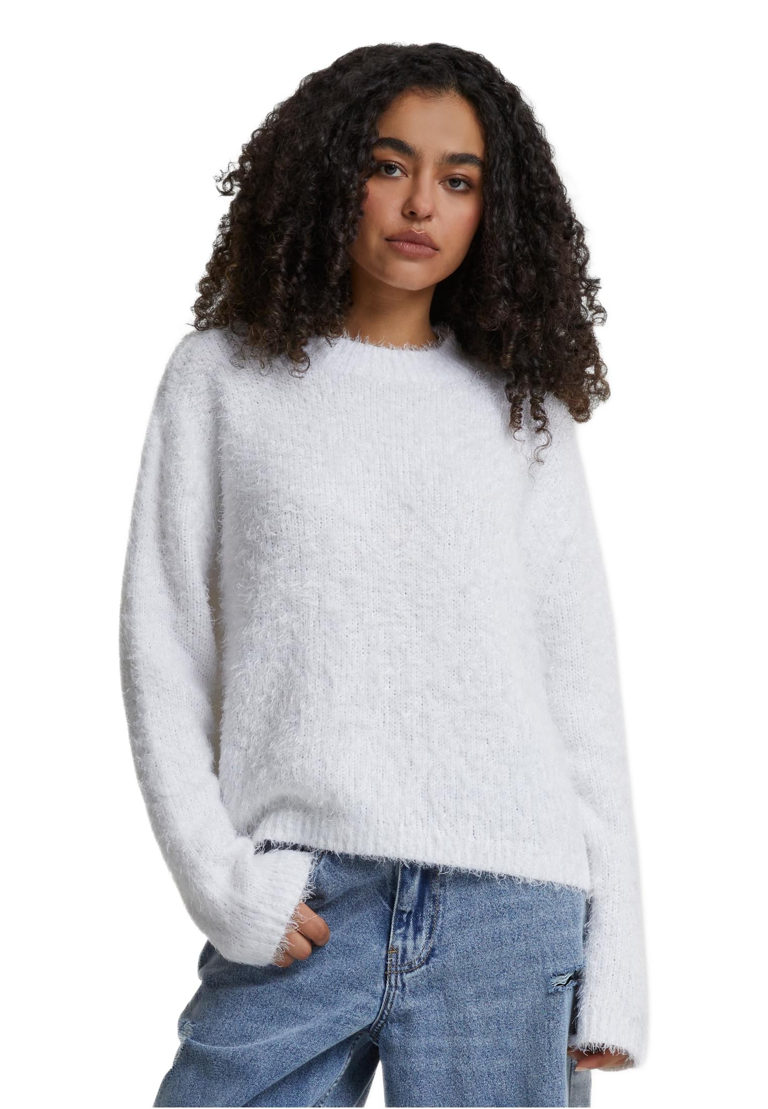 Ladies Feather Mock Neck Sweater Urban Classics TB6891-00220 White