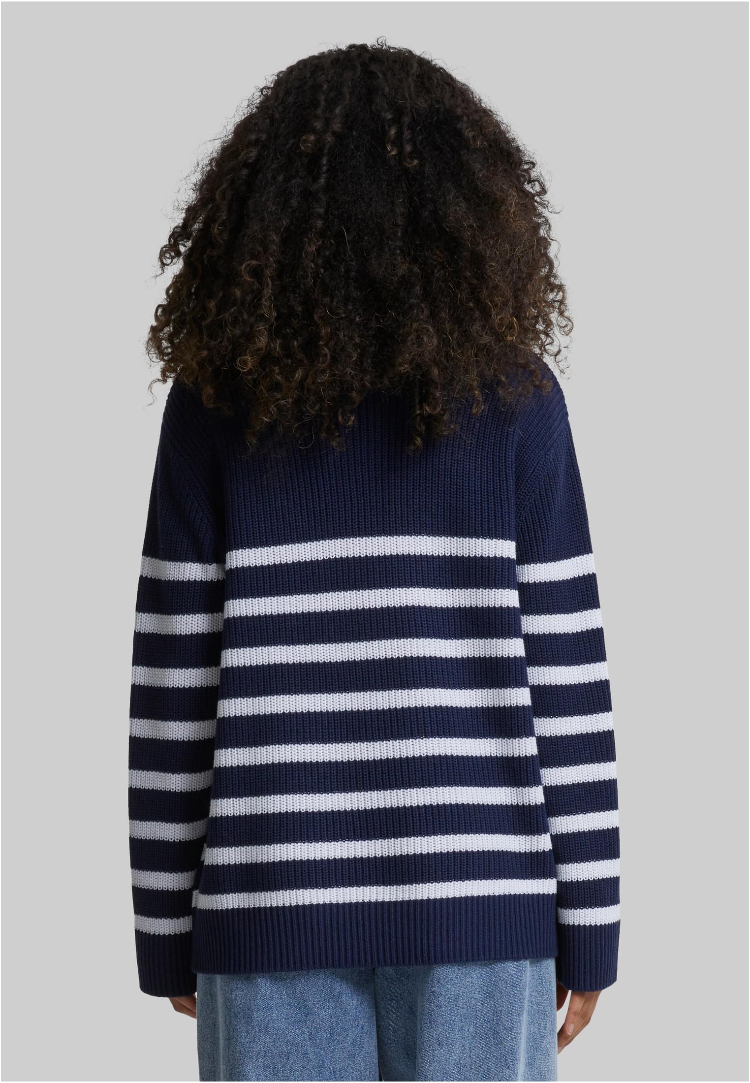 Ladies Rib Striped Sweater Urban Classics TB6895-01200 Navy/White