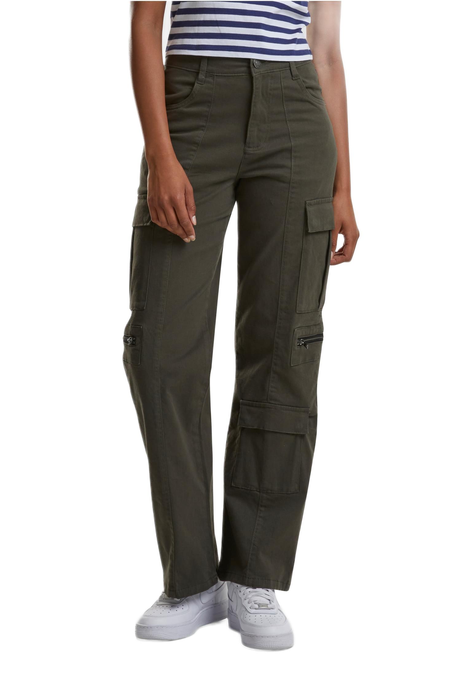 Ladies Loose Utility Stretch Twill Pants Urban Classics TB6924-18806 Blackolive