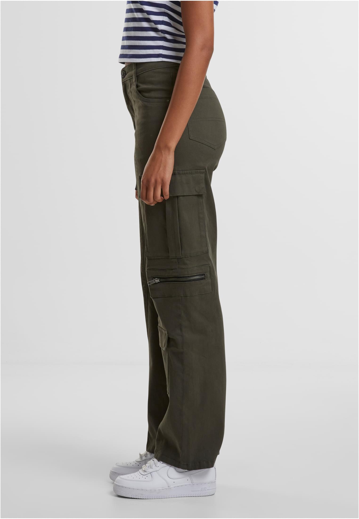 Ladies Loose Utility Stretch Twill Pants Urban Classics TB6924-18806 Blackolive
