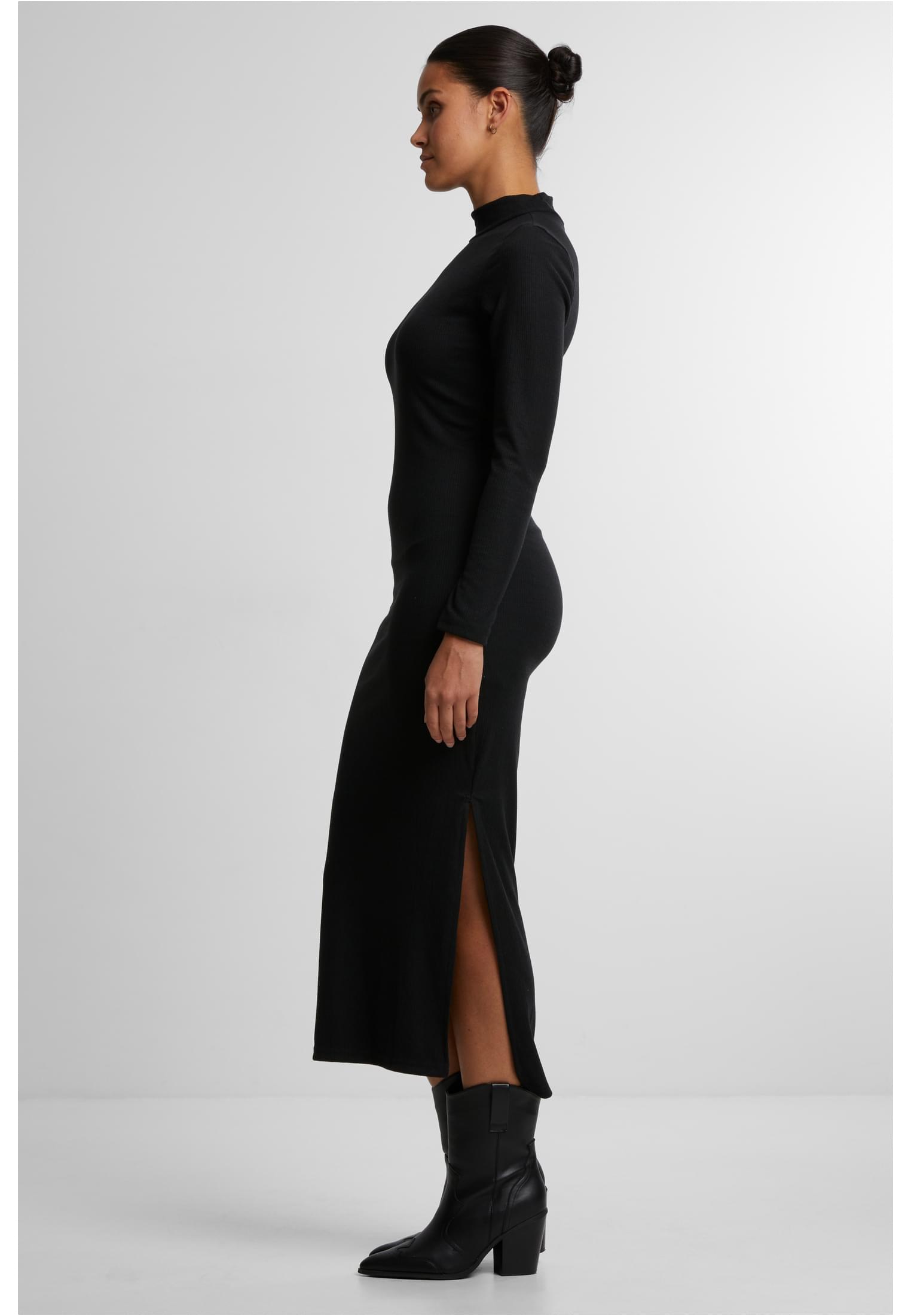 Ladies Rib Longlseeve Mockneck Dress Urban Classics TB6933-00007 Black