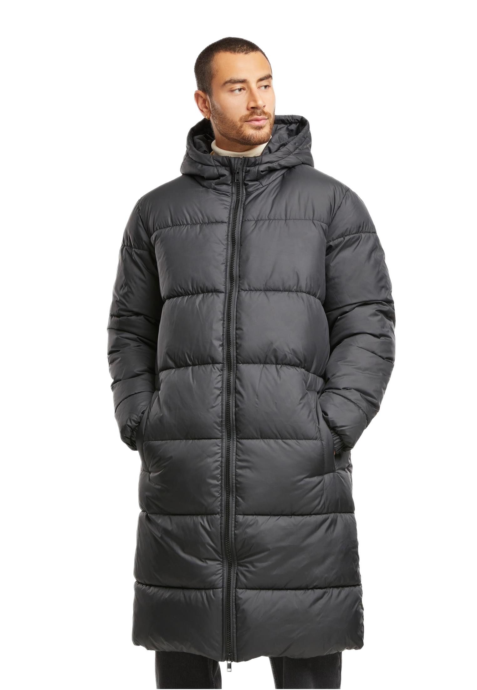 Mens Long Puffer Coat Urban Classics TB7010-00007 Black