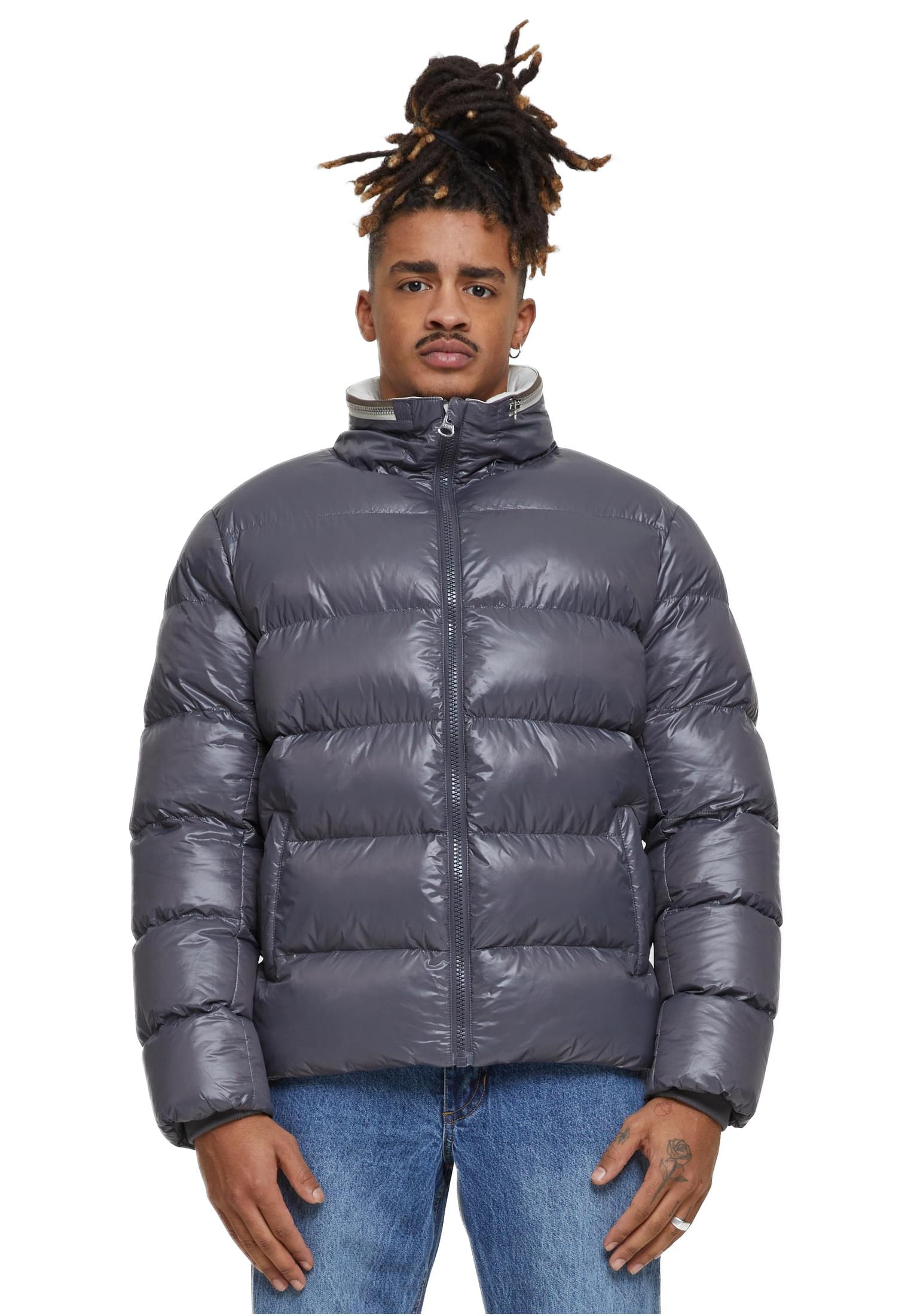 Μπουφάν Puffer Recycled Zip Neck TB7014 Urban Classics Dark Stone