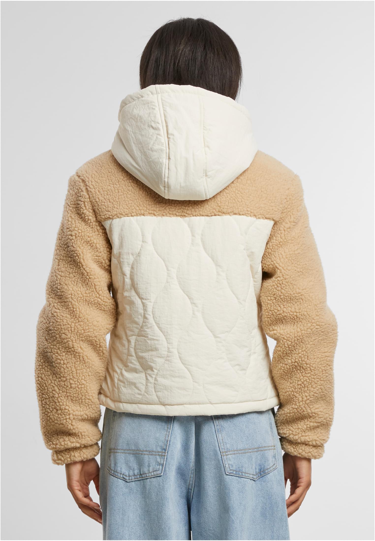 Ladies Sherpa Crinkle Nylon Mix Jacket Urban Classics TB7071-04442 Unionbeige/Whitesand