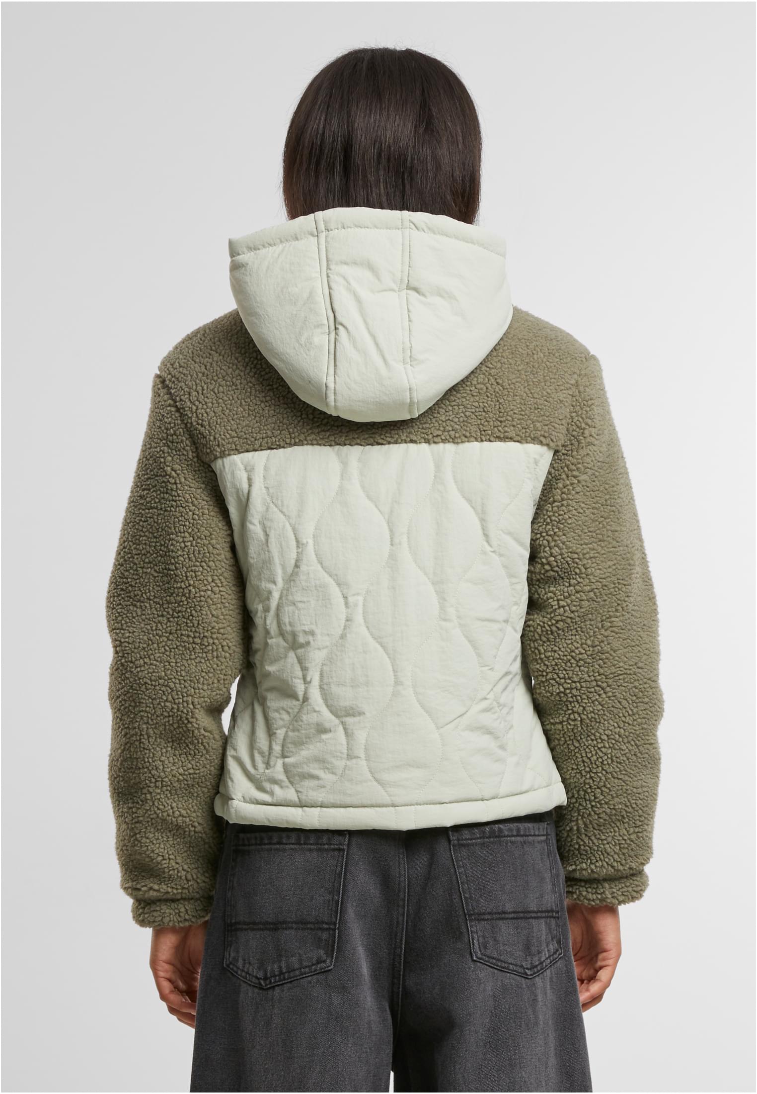 Ladies Sherpa Crinkle Nylon Mix Jacket Urban Classics TB7071-18582 Palegreen/Stonegreen