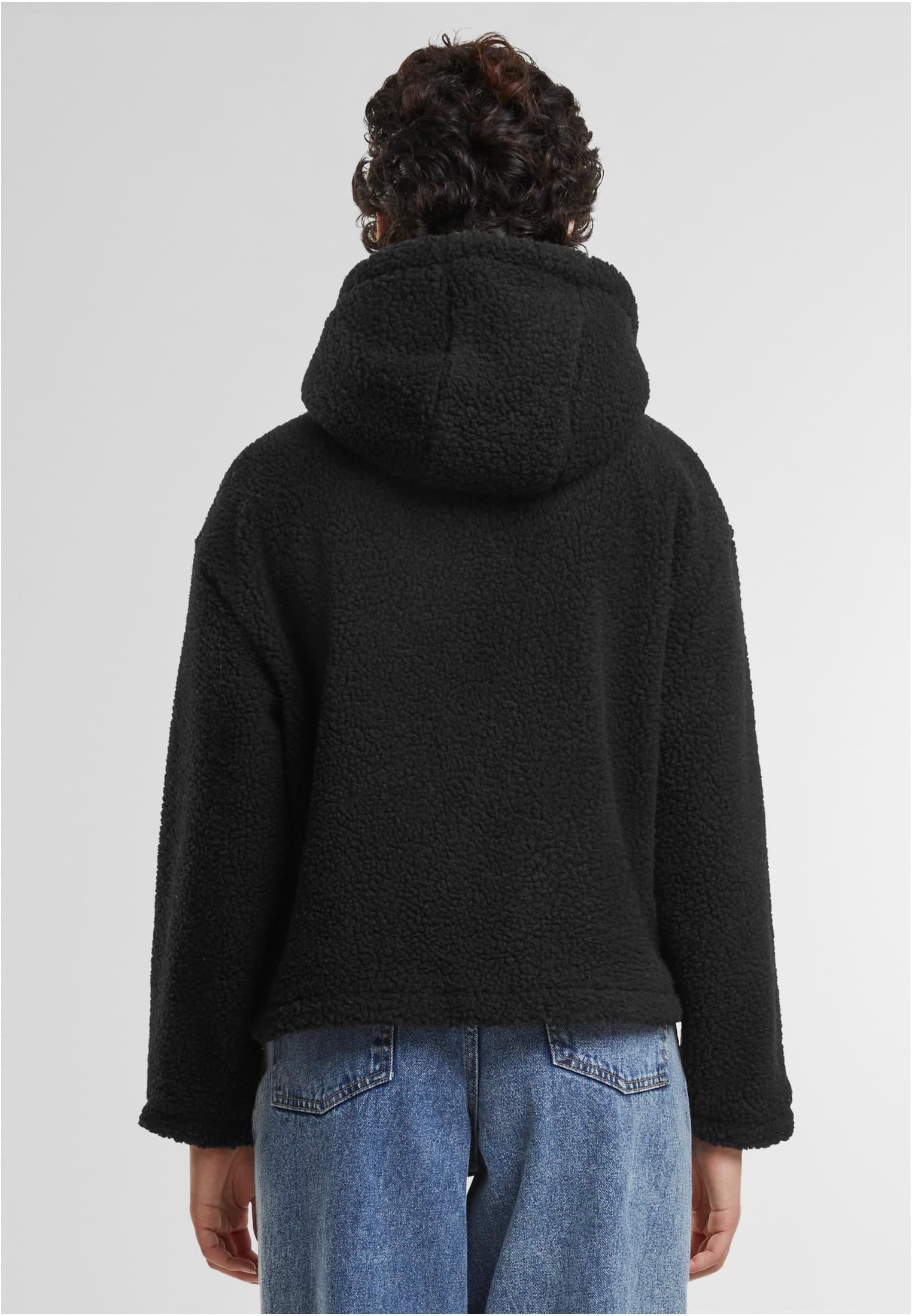 Ladies Short Hooded Sherpa Jacket Urban Classics TB7072-00007 Black